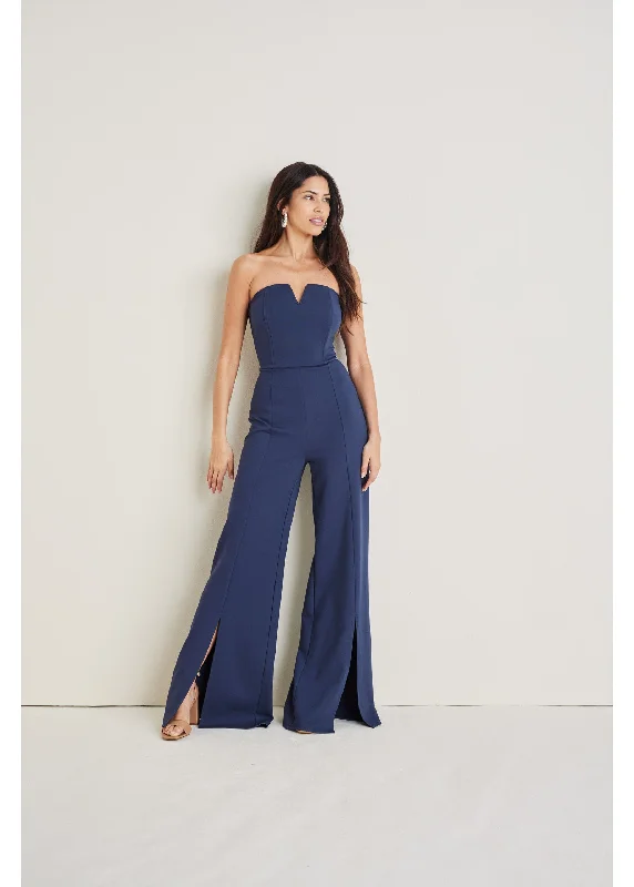 women's jumpsuits for summerFront Slit Jumpsuit  - Navy