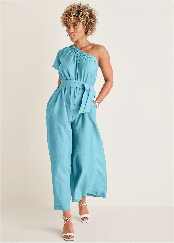 women's jumpsuits for dancingOne Shoulder Jumpsuit - Blue