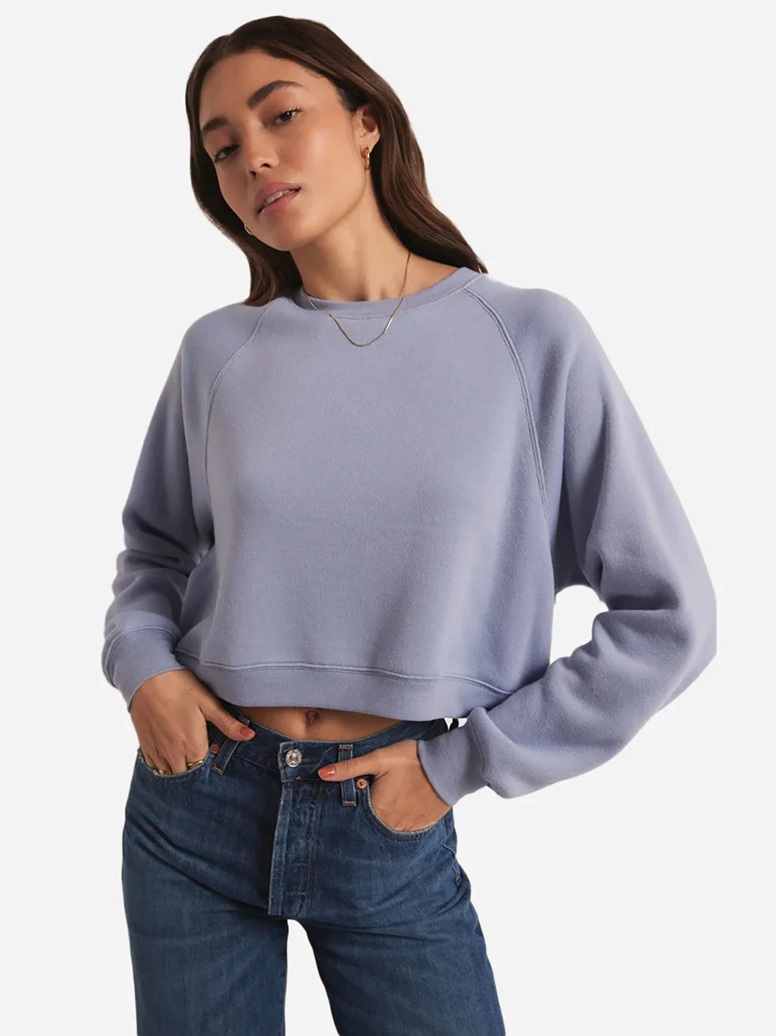 Peplum Hem DressZ Supply Crop Out Stormy Sweatshirt