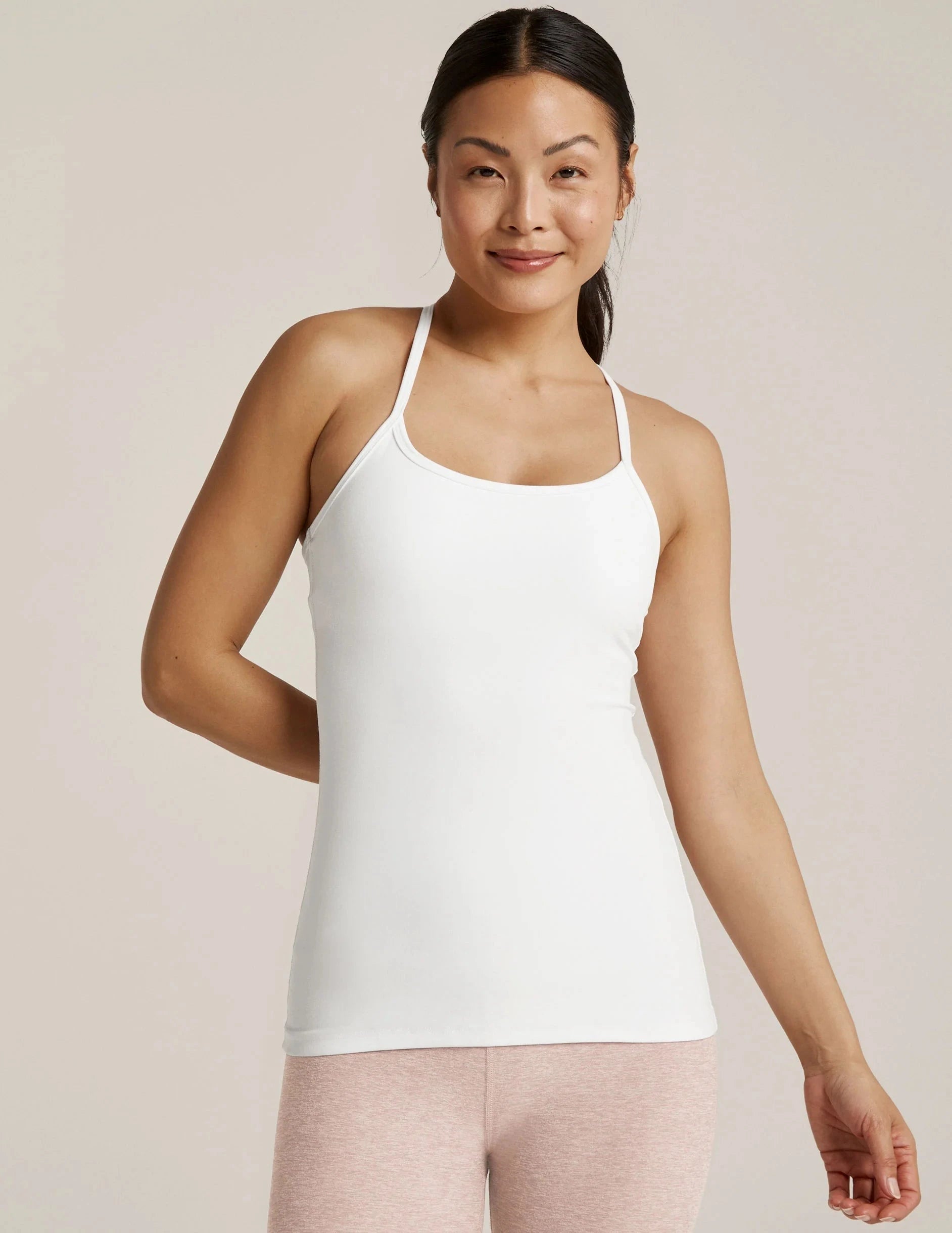 Bandeau Seamless BrasBeyond Yoga Spacedye Slim Racerback Cami - Cloud White