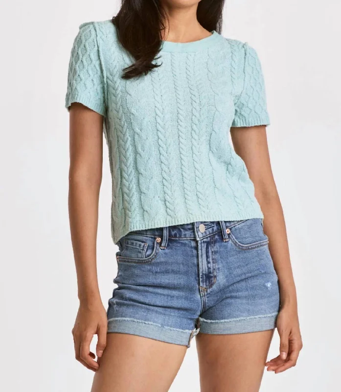 Hooded SweatersBarry Short Sleeve Sweater In Fresh Mint