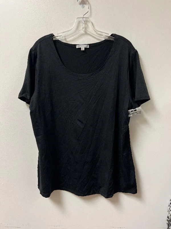 women's tops with asymmetrical designsTop Short Sleeve Basic By Notations In Black, Size: 2x