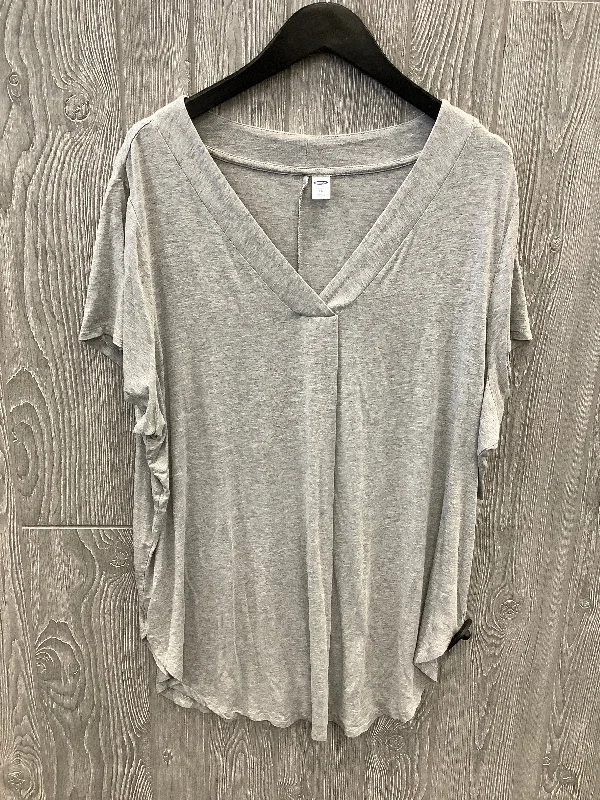 women's tops for gala dinnersTop Short Sleeve Basic By Old Navy In Grey, Size: 1x