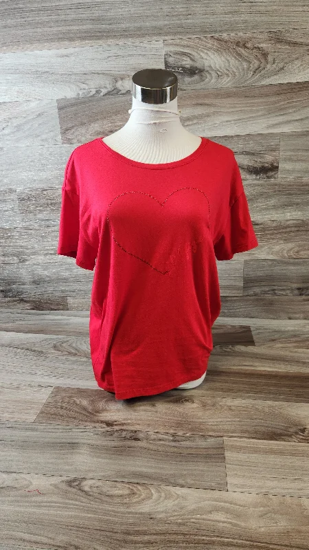 women's tops for vintage fashion enthusiastsTop Short Sleeve Basic By Tommy Hilfiger In Red, Size: M