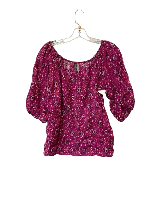 women's tops with built-in brasTop Short Sleeve By Anthropologie In Purple, Size: Xs