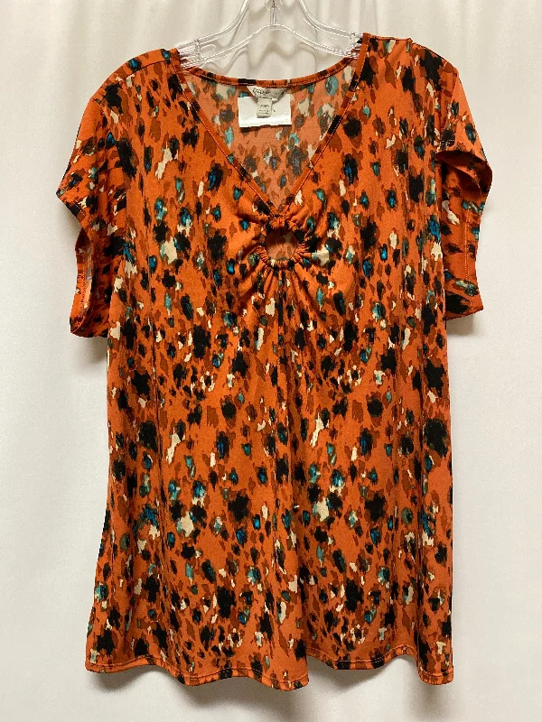 women's tops for business casual attireTop Short Sleeve By Cato In Orange, Size: 1x