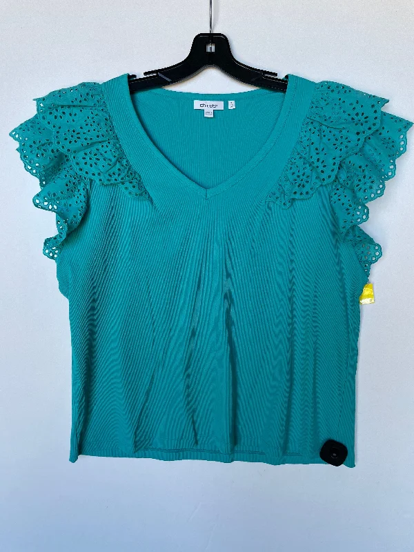 women's tops for those who want to add a touch of elegance and sophistication to their everyday wearTop Short Sleeve By Chicos In Aqua, Size: Xl