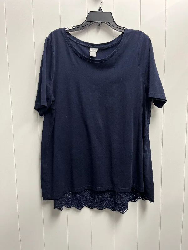 cozy women's tops for fall and winterTop Short Sleeve By Chicos In Navy, Size: Xl