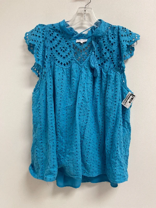 women's tops with sequin embellishmentsTop Short Sleeve By Entro In Blue, Size: L