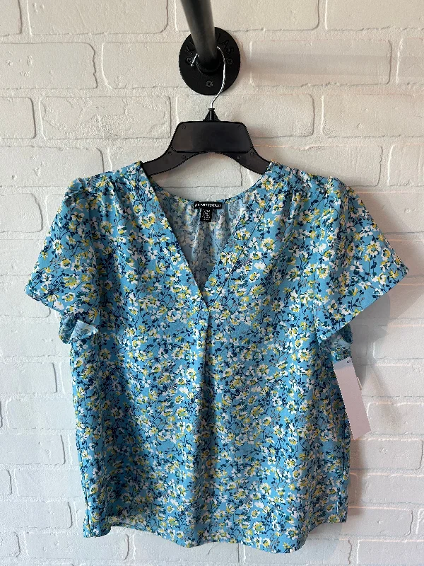 cozy women's tops for fall and winterTop Short Sleeve By Hilary Radley In Blue & Yellow, Size: M