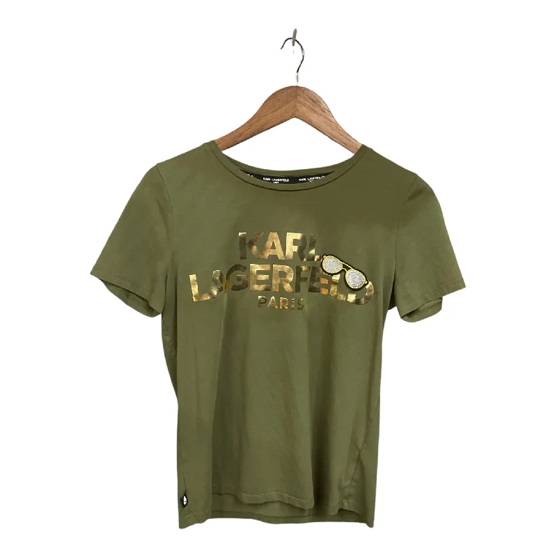 women's tops for those who love to mix and match prints and patternsTop Short Sleeve By Karl Lagerfeld In Green, Size: S