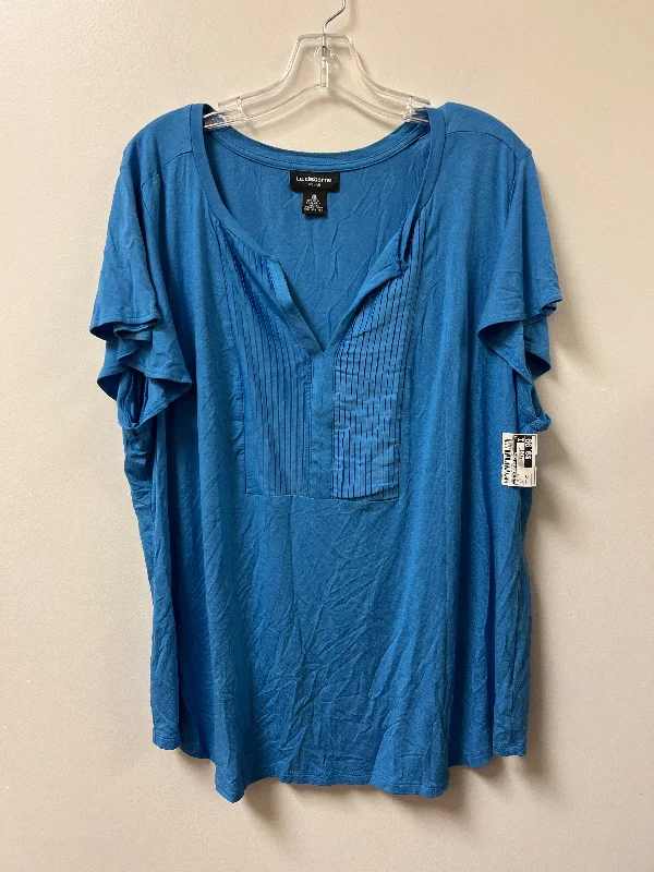 women's tops with beading accentsTop Short Sleeve By Liz Claiborne In Blue, Size: 2x