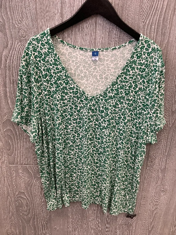 women's tops for those who love bold and vibrant colorsTop Short Sleeve By Old Navy In Green, Size: 1x