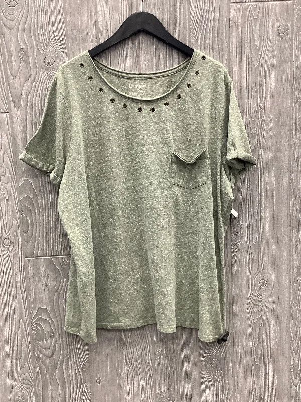 women's tops for statement-making outfitsTop Short Sleeve By Terra & Sky In Green, Size: 2x